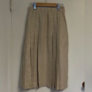 3/$18 Vintage 70s’ 💯 Linen Tan Pleated Skirt Sz. 8/36 Retro